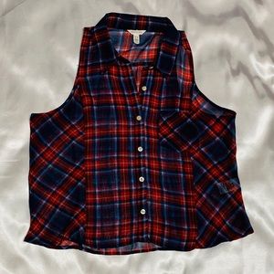 Aeropostale Silky Button Up Tank Top